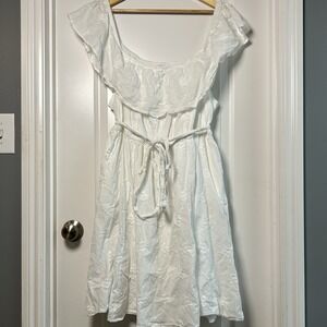Torrid White Floral Embossed Ruffle Mini Dress Cottagecore Coquette Spring Style